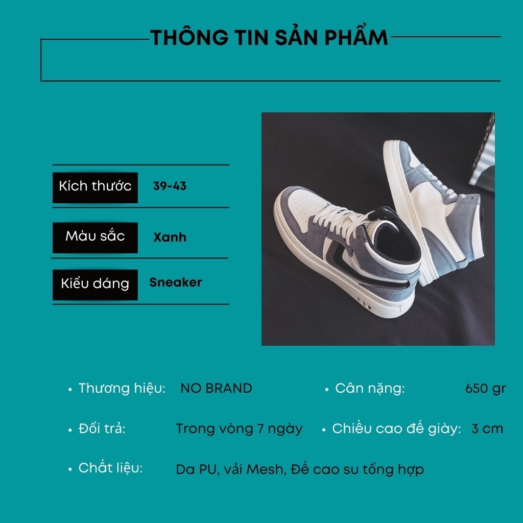 Giày Sneaker Nam TKTMS43 Giày Thể Thao Nam Cao Cổ Mẫu Hot Trend TKT STORE Size (39-43)