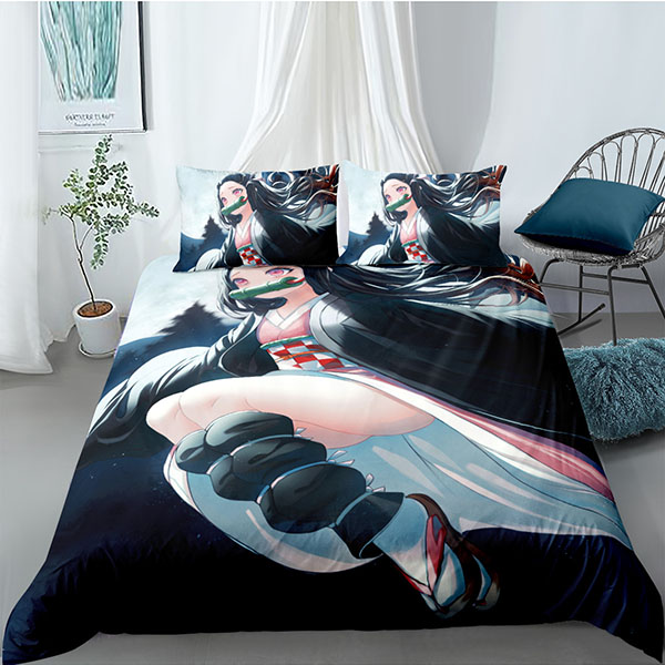 Bộ vỏ gối chăn và ga giường in hình nhân vật anime Demon slayer