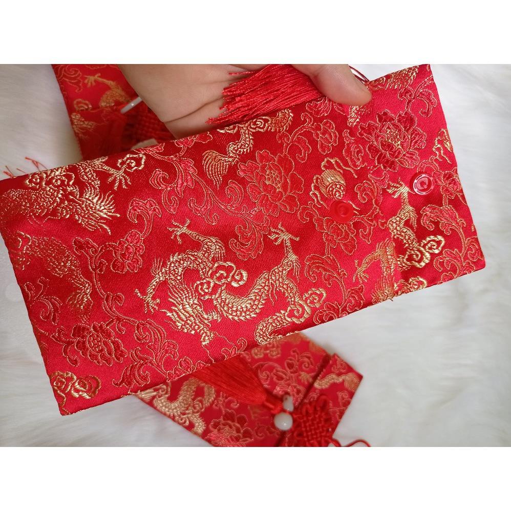 Bao Lì Xì Vải Gấm: Hồ Lô - Ngọc Bội - Đồng Tiền | Thêu Rồng Phượng