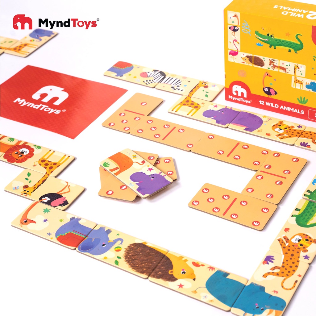 Đồ Chơi Trí Tuệ Cờ Domino Hai Mặt - Chủ Đề Động Vật 28 Thẻ - Hiệu Myndtoys