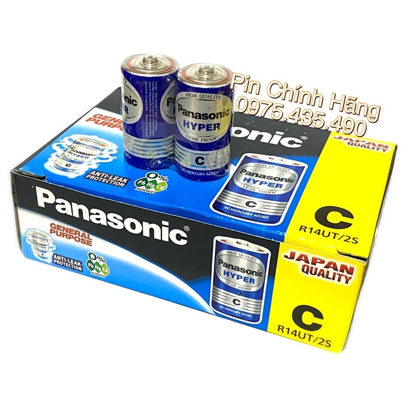 Pin Trung C Panasonic R14UT/2S Chính Hãng 1 Vỉ 2 Viên