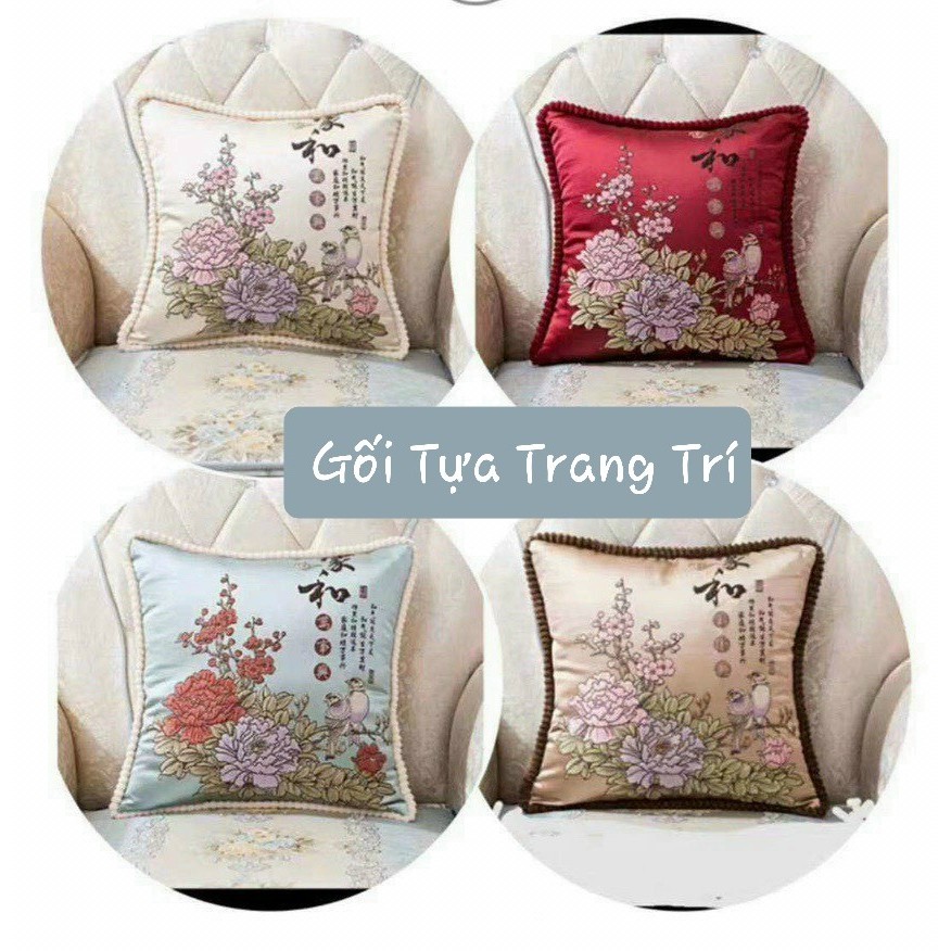 Gối vuông tựa lưng sofa kích thước 48cmx48cm, gối tựa tây âu, gối ôm sofa, gối vuông trang trí phong cách Hoàng Gia