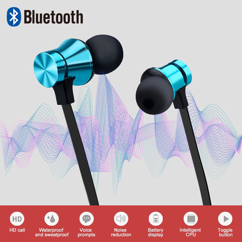 Tai nghe bluetooth thể thao có nam châm kèm mic cho iPhone 8 X 7 Xiaomi