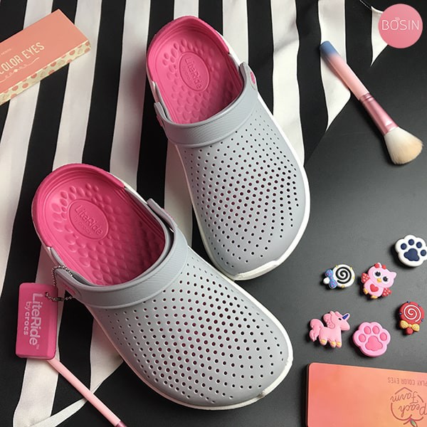 Dép cross literide cho bé trai và bé gái  quai ngang hàng  xuất khẩu full box  tặng kèm hộp và sticker gắn dép crocs