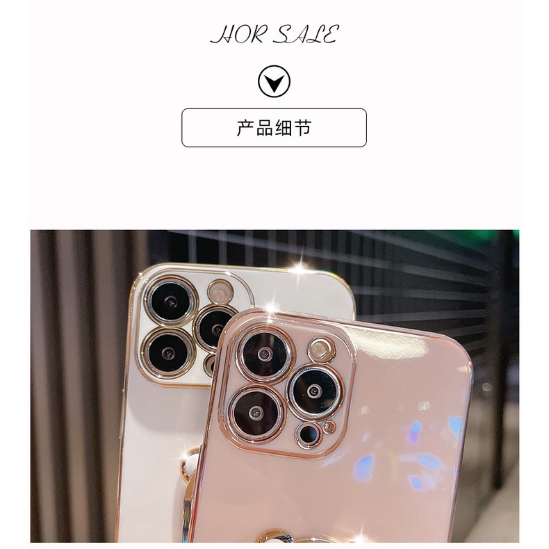 Ốp Điện Thoại Chống Sốc Mạ Điện in Hình Gấu Trúc 3d Có Giá Đỡ Cho iPhone 14 14plus 14 pro max 14 pro