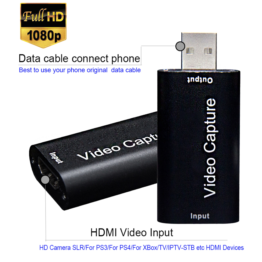 Mini Video Capture Card USB 2.0 Tương thích HDMI Máy quay DVD Video Grabber Máy ảnh HD Ghi trực tiếp Phát trực tiếp