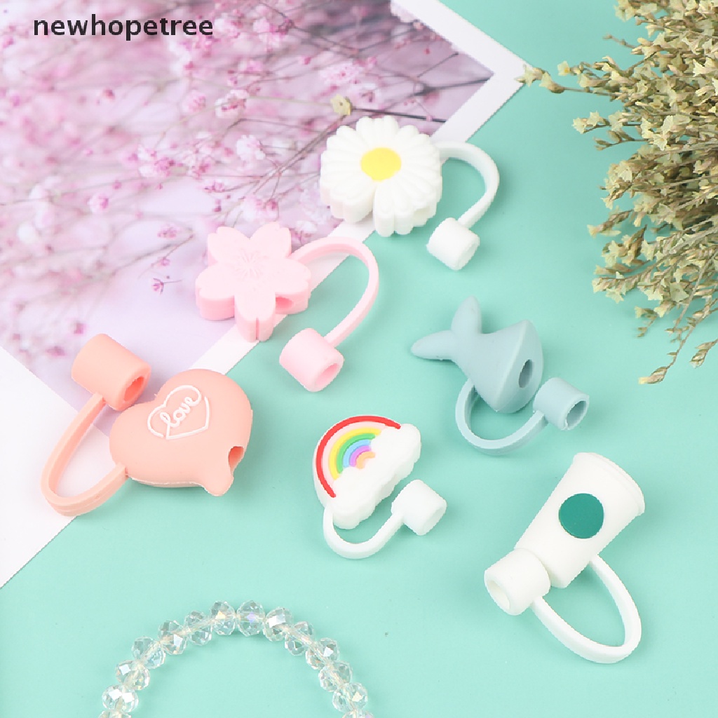 1 Nắp Đậy Ống Hút Bằng Silicone 6-8mm Họa Tiết Hoạt Hình