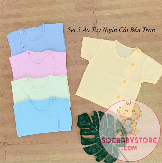 Set 5 áo sơ sinh bác sĩ cotton nhiều màu cho bé