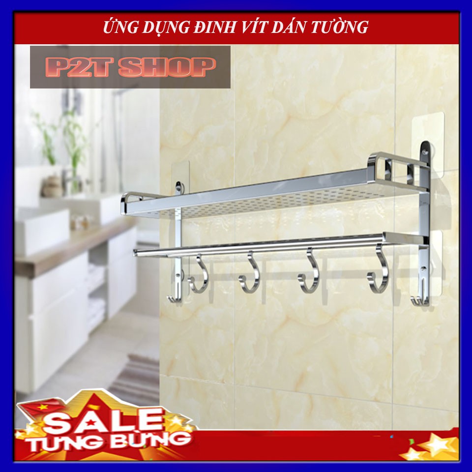 Miếng dán tường kèm ốc vít để treo đồ, gắn giá kệ thanh chắn giường chịu lực 5-10kg