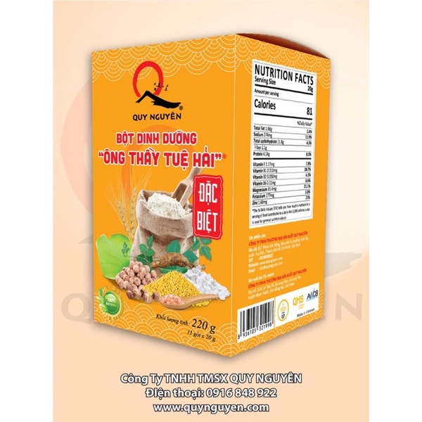 Sữa bột dinh dưỡng cao cấp - đặc biệt ÔNG THẦY TUỆ HẢI - hộp 220g 11 gói tr