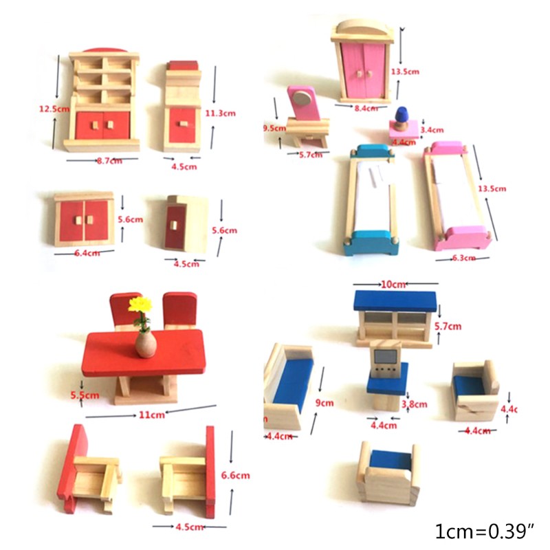 Bộ Đồ Chơi 5 Món Bằng Gỗ Cho Nhà Búp Bê