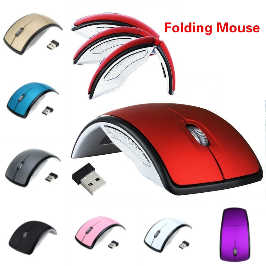 10 meters 2.4G Foldable Wireless Mouse Cordless Mice USB Folding Mouse Receiver