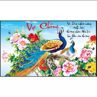 Tranh đính đá vợ chồng 91 x 53 cm