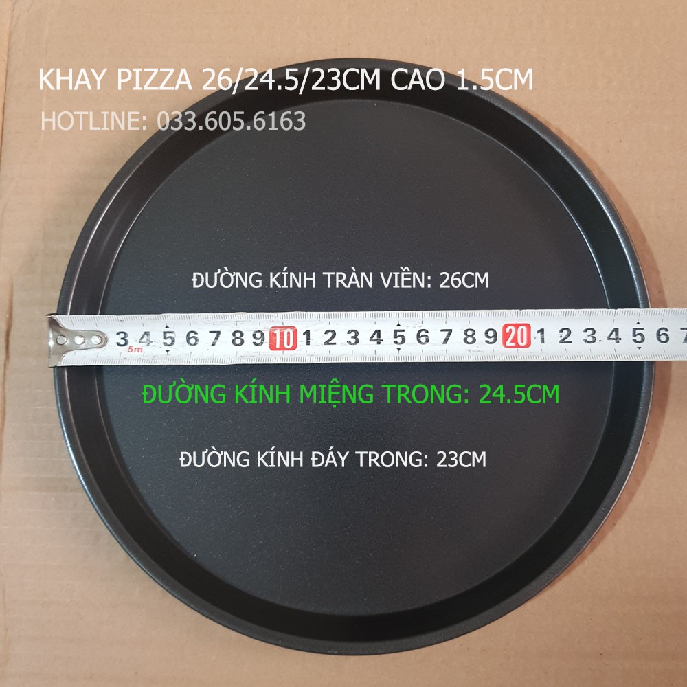 Khuôn Pizza Chống Dính kích thước tràn viền 23.4cm - 26m cao 1.5cm, Khách đặt hàng nhớ xem kích thước mô tả trê ảnh nha