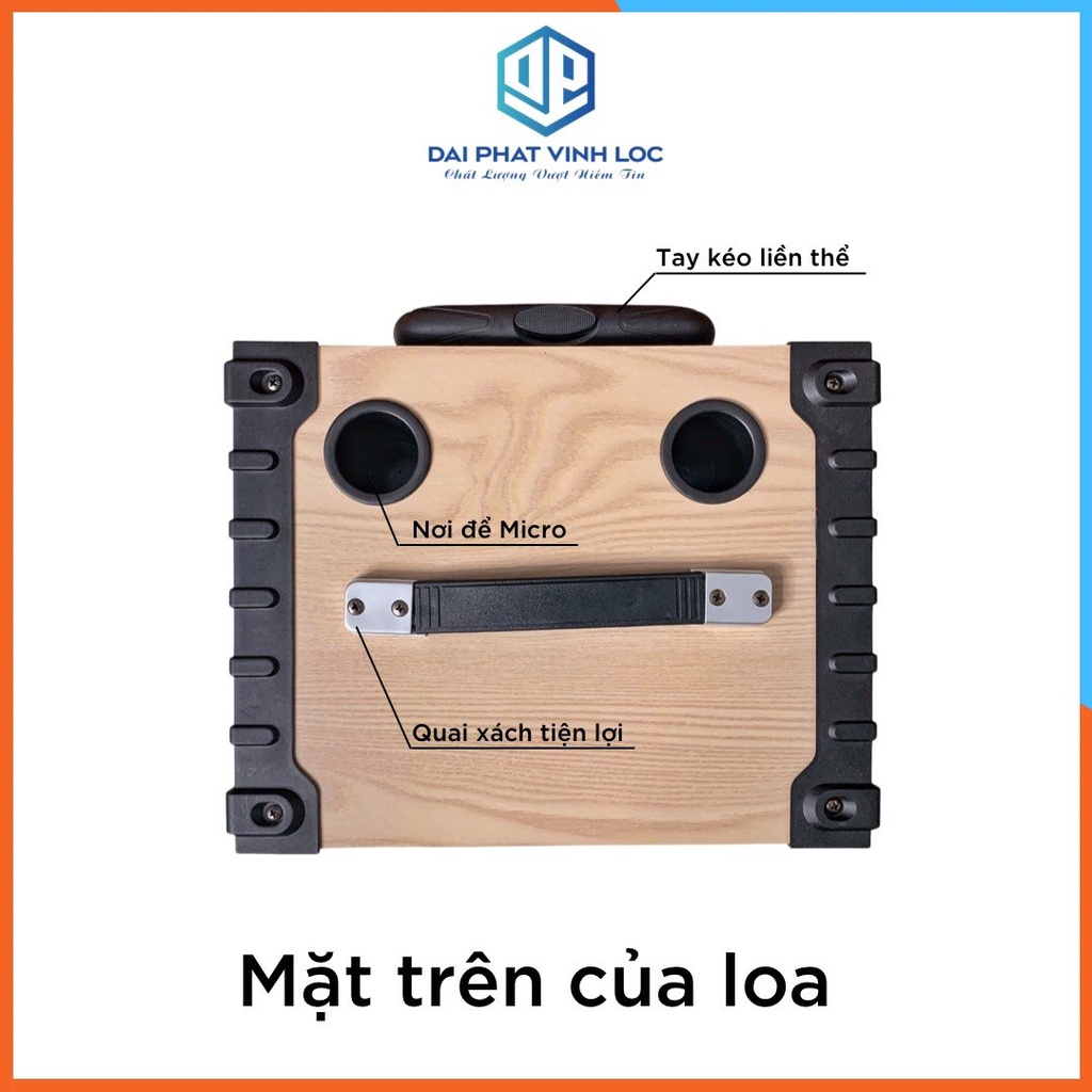 Loa Kéo Karaoke Mini Nanomax SK-T10 2.5 Tấc Đọc Được USB Thẻ Nhớ Công Suất 200W/Max Tay Kéo Vân Gỗ Tặng Kèm 2 Mic