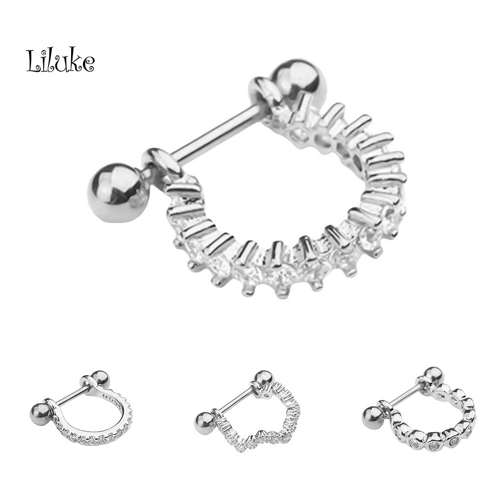 1 Đôi Khuyên Tai Tròn Đính Đá Thời Trang Cho Nữ