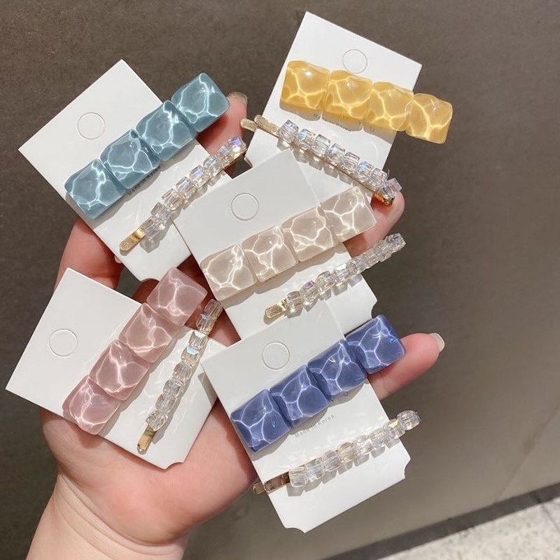 Set 2 kẹp tóc hợp kim đính đá thời trang dành cho nữ