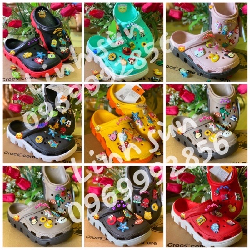 [FREE SHIP] Dép Sục Cross Răng Cưa Thời Trang TẶNG KÈM 12 STICKER + hộp . Hàng chụp thật 100%