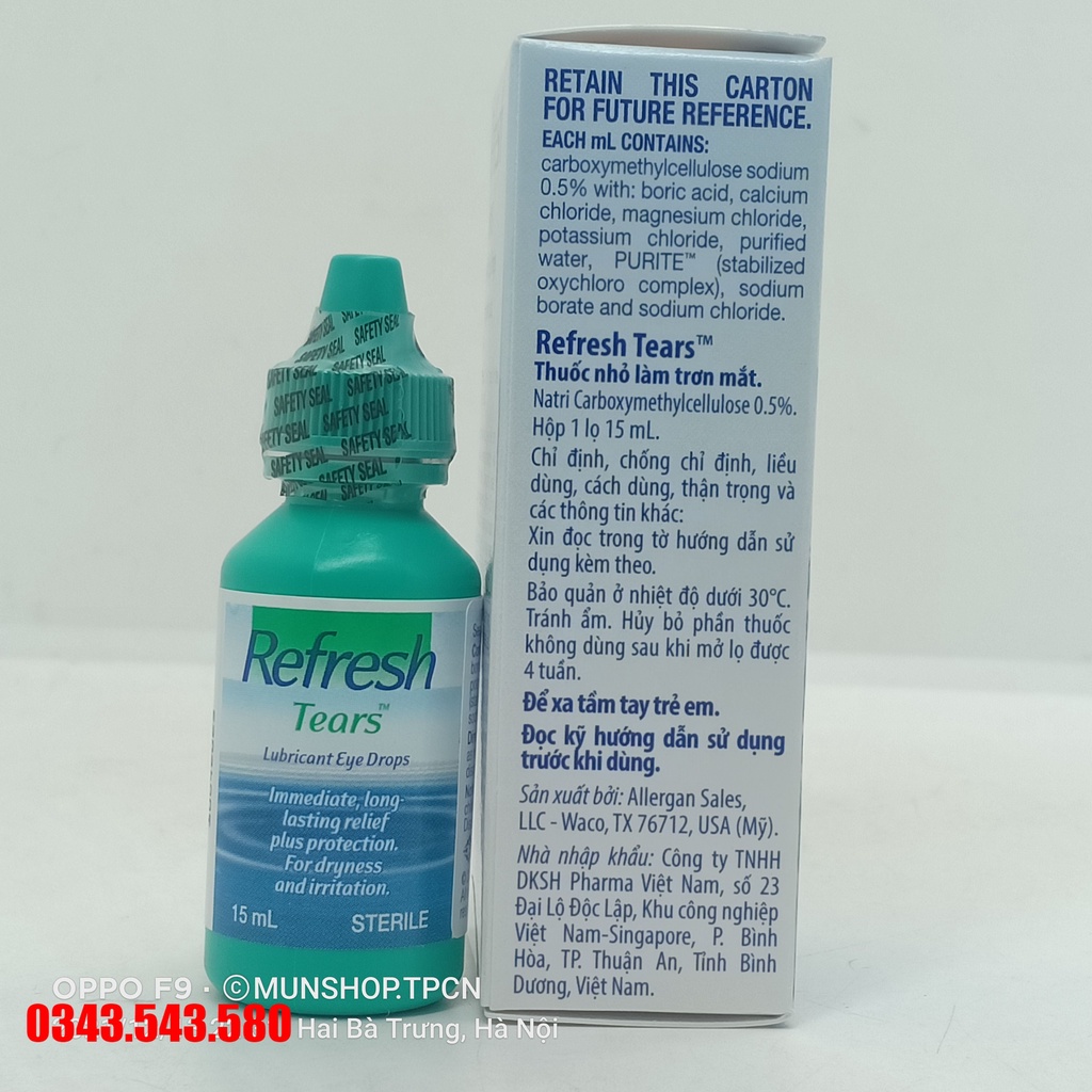 Nước nhỏ mắt Refresh Tears Lubricant Eye Drops chai 15ml