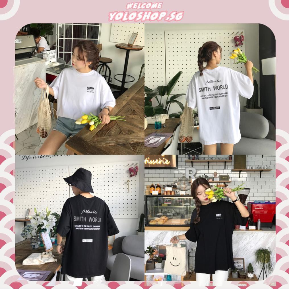 Áo thun tay lỡ form rộng ulzzang Atlantis SMITH WORLD UNISEX , '