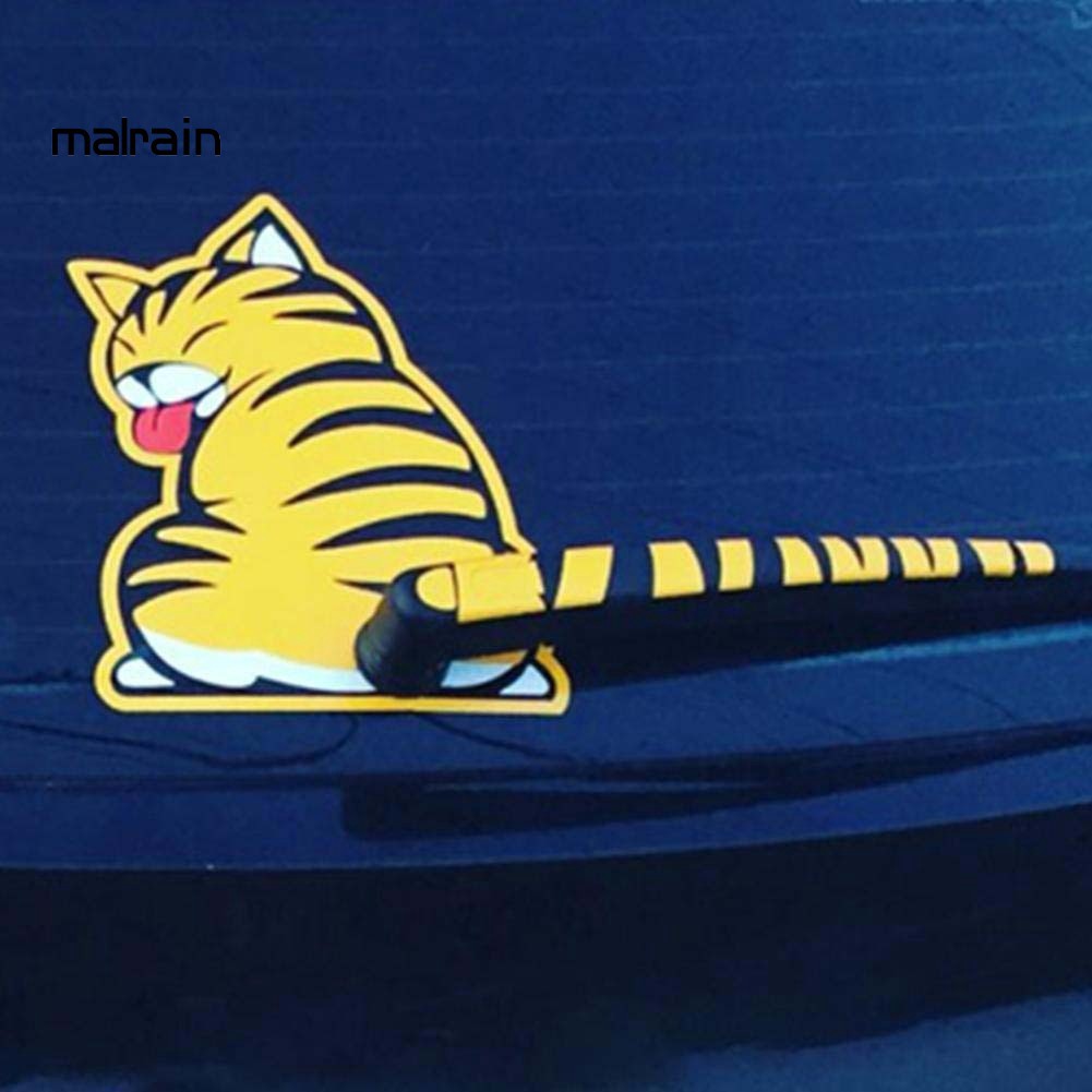 Miếng Dán Trang Trí Kính Chắn Gió Xe Hơi Họa Tiết Hoạt Hình Chú Mèo Lắc Đuôi Đáng Yêu