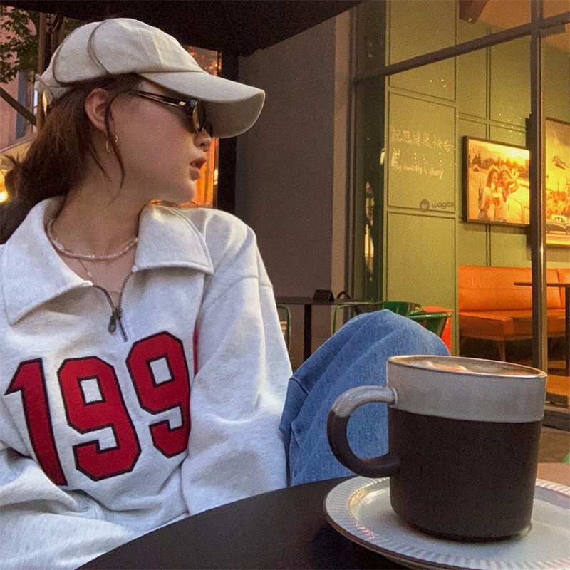 Áo Hoodies Tay Dài Hoạ Tiết Chữ In Phong Cách Retro