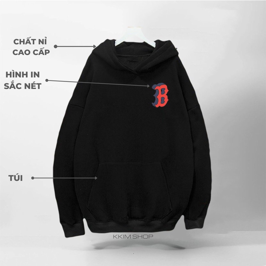 Áo Nỉ HOODIE NY BOSTON form rộng oversize, Áo hoodies MLP XANH LÁ unisex nam nữ chất liệu Nỉ bông cao cấp KKIM SHOP