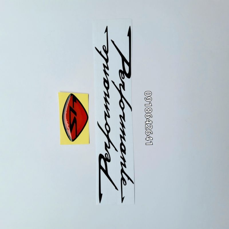 Combo tem chữ performante chìm đi kèm logo mặt nạ Sh