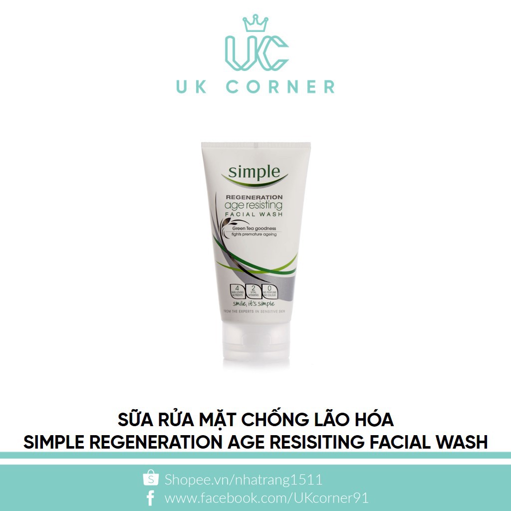Sữa rửa mặt chống lão hoá Simple Regeneration Age Resisting Facial Wash 150mL | BigBuy360 - bigbuy360.vn