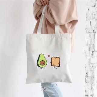 Dễ Thương Túi Xách Mua Sắm Bằng Vải cotton canvas In Họa Tiết Trái Bơ Có Thể Tái Sử Dụng Cho Nữ