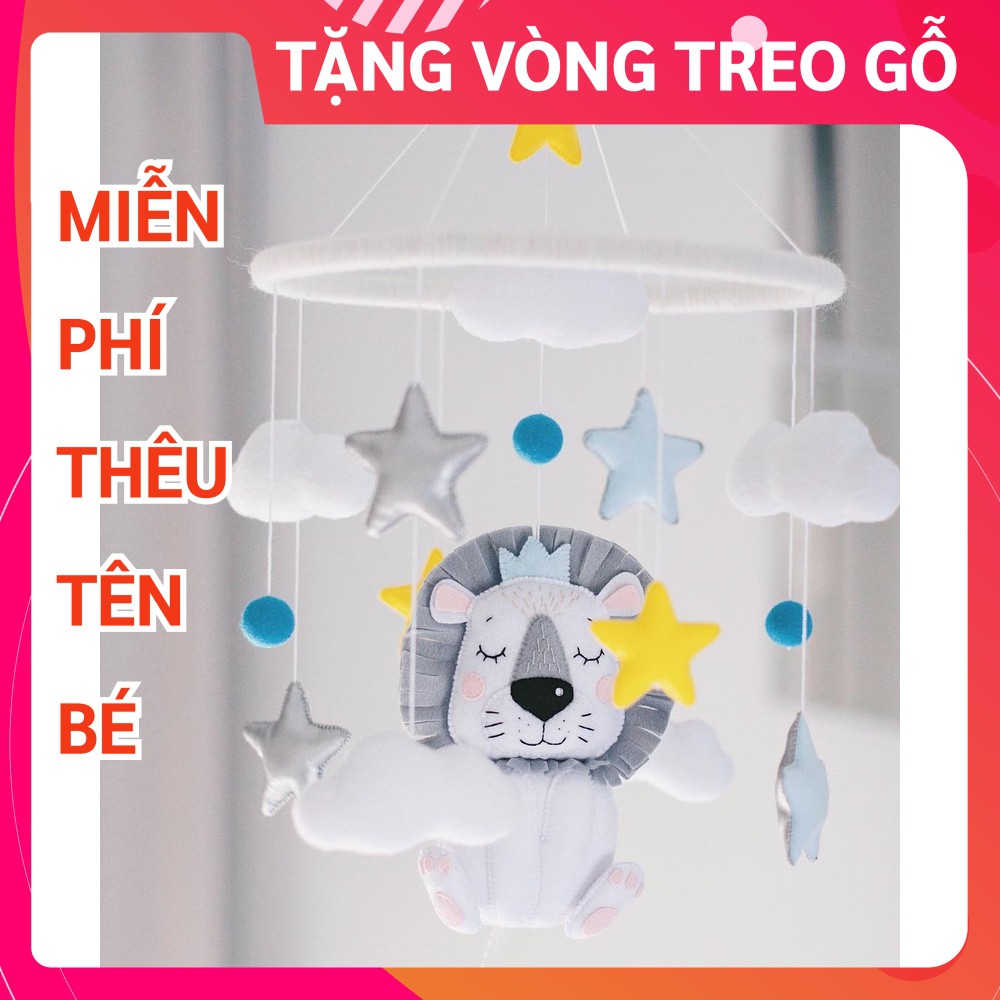 Đồ chơi treo nôi cũi cho bé kích thích thị giác Coco Kids, tự xoay và phát nhạc mẫu SƯ TỬ NGỐ 2