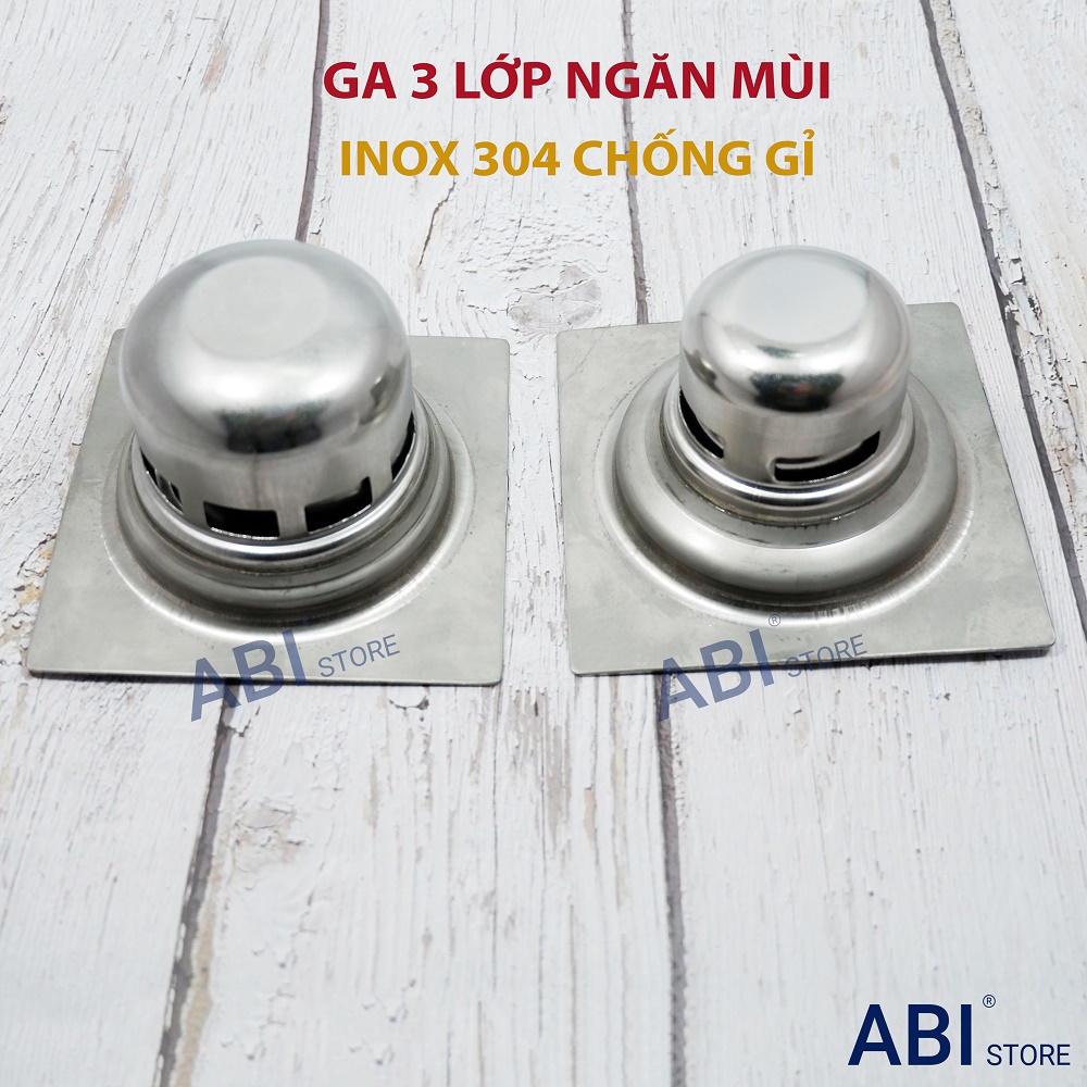 Ga thoát sàn inox 304 chống gỉ 3 lớp, phễu thu nước chống mùi nhà tắm cao cấp d76,d90,d110 (ga thúc sâu)