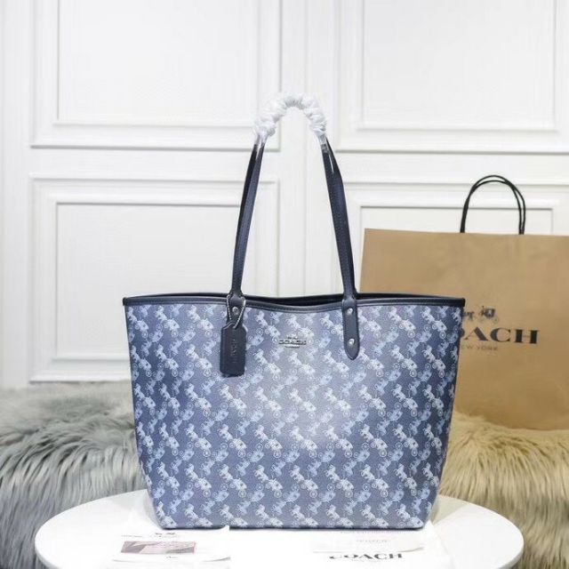 Túi Coach Shopper dùng được 2 mặt da thật phối canvast