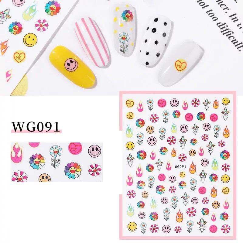 Sticker Nail Dán Móng Tay Pop Finger Hình Kaws SeaSame, Kaikai Kiki, Doraemon - KIRA45