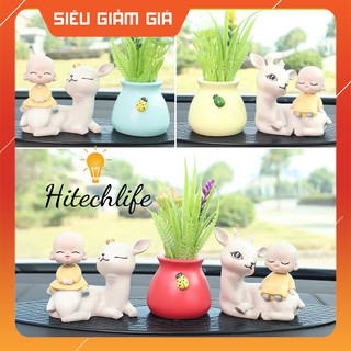 Set chú tiểu và hươu con siêu đáng yêu trang trí taplo oto - set chú tiểu, hươu con trang trí taplo xe hơi, bàn làm việc