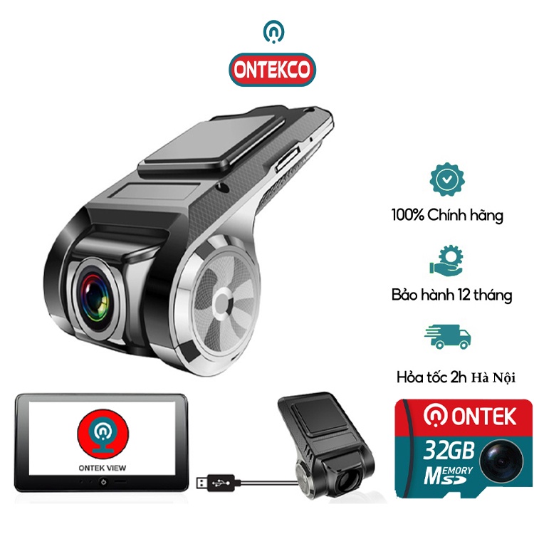 Camera hành trình ONTEKCO U2 kèm thẻ 32G - full hd 1080, Cắm màn hình Android APP ONTEK VIEW