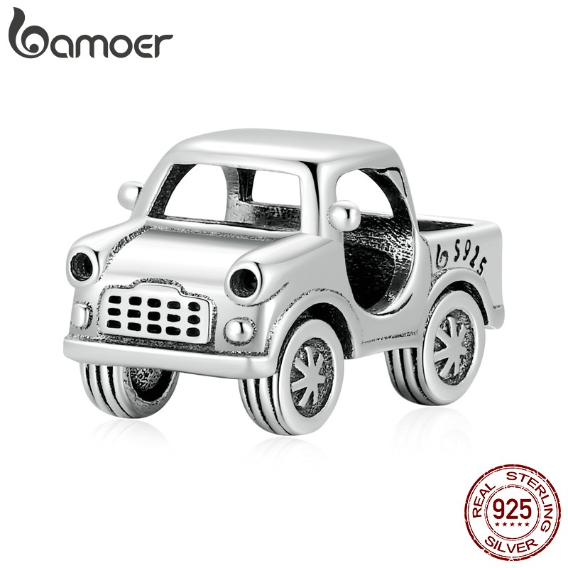 Hạt xỏ trang sức Bamoer BSC531 bằng bạc 925 hình chiếc xe tải thời trang thích hợp làm vòng tay DIY