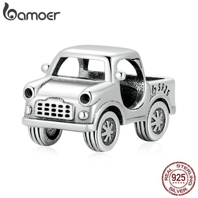 Hạt xỏ trang sức Bamoer BSC531 bằng bạc 925 hình chiếc xe tải thời trang thích hợp làm vòng tay DIY