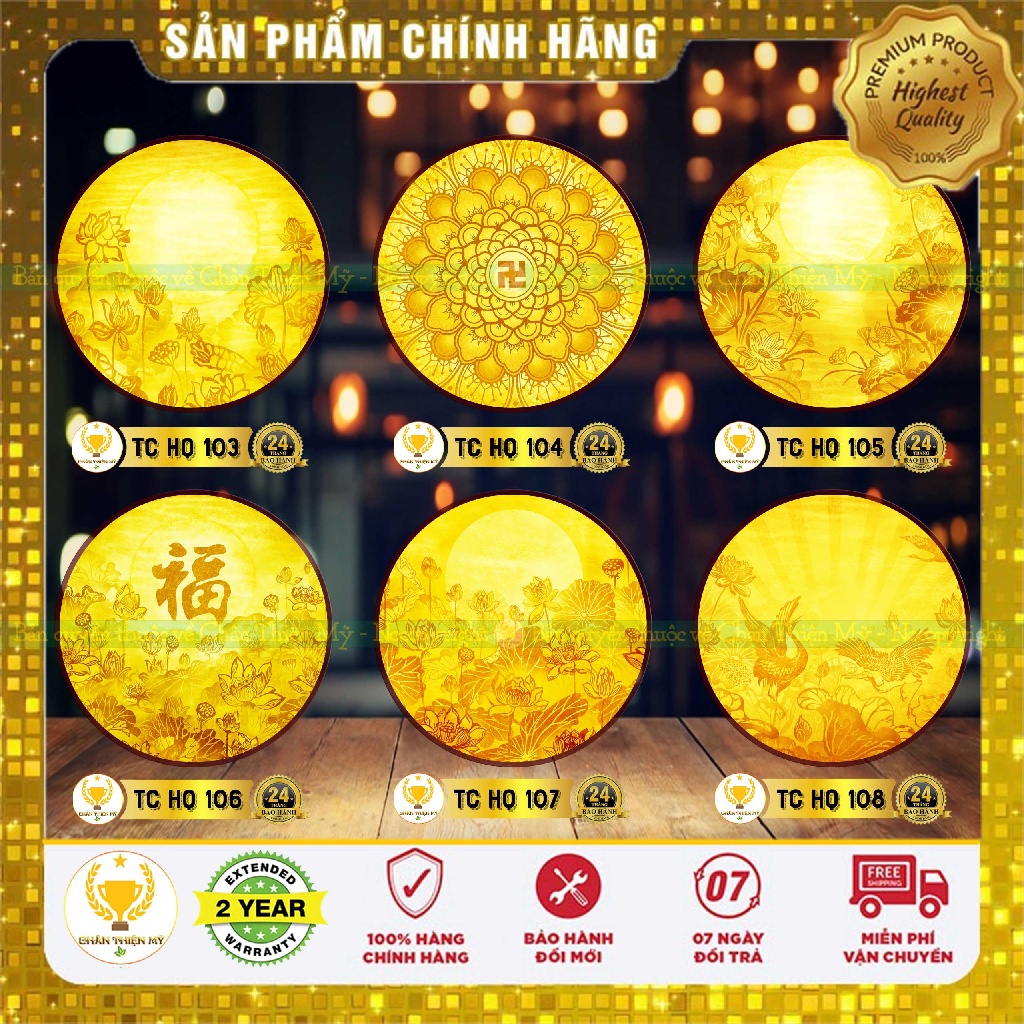 Đèn Thờ Hào Quang Trúc Chỉ In Mẫu 103-108 | Thiết Kế Cao Cấp Chuẩn Phong Thủy | CHANTHIENMY.ASIA