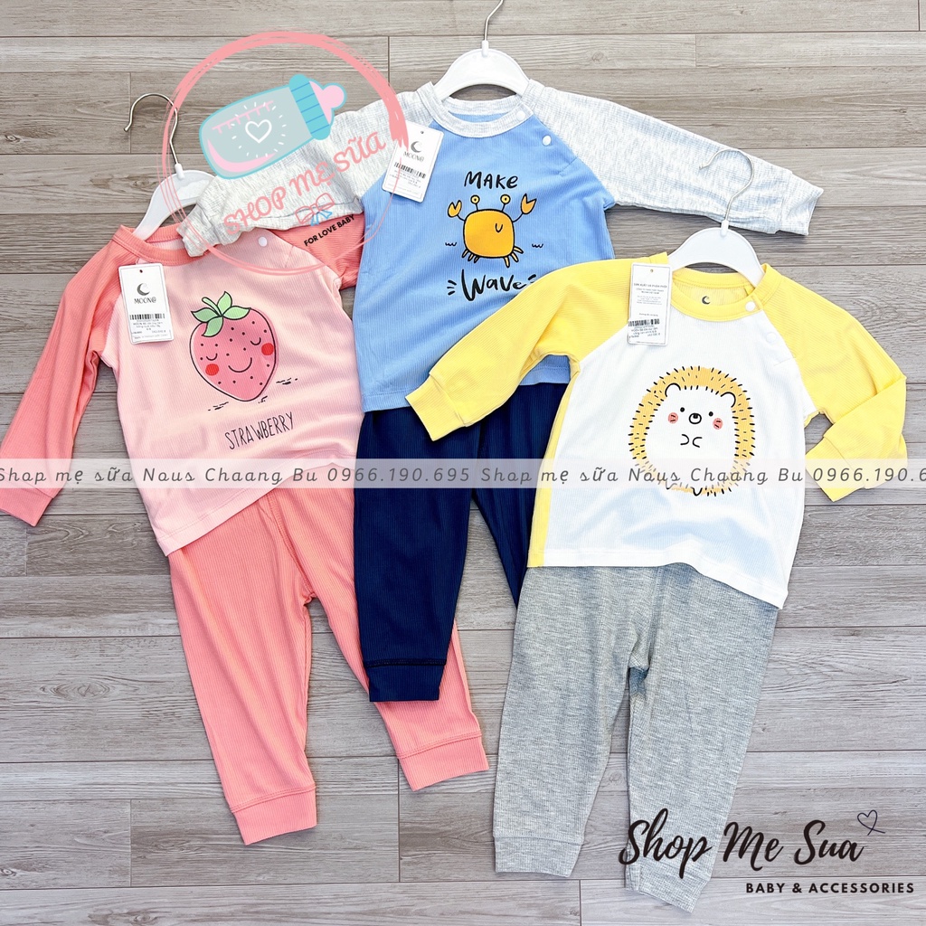 MOON Bộ Dài Tay Sợi Tre Cho Bé Trai Bé Gái Chất Liệu Nằm Điều Hòa Cực Mát 6M-3Y