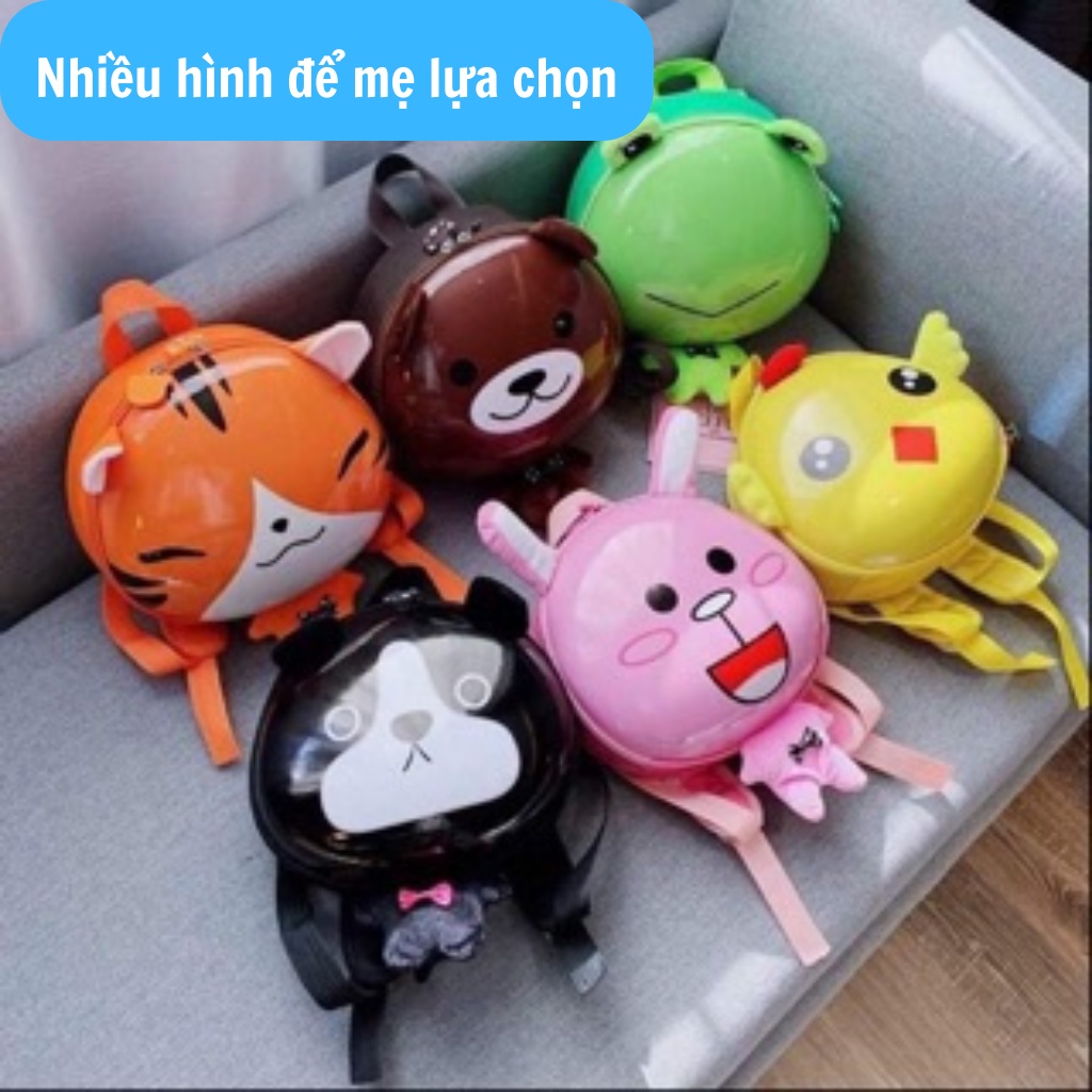 Balo cho bé mẫu giáo mầm non FREESHIP Balo trứng cho bé nắp nhựa hình thú chống va đập cho bé