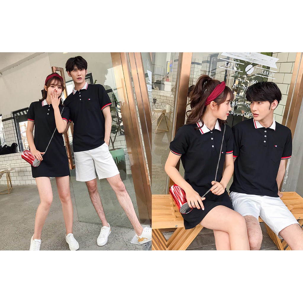 SẴN Set đồ đôi nam nữ, áo đầm thun đôi, váy đôi polo