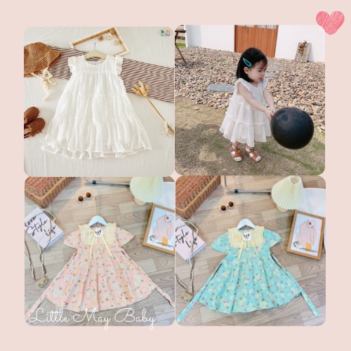 Váy xinh bé gái đầm tiểu thơ hoa nhí đủ size từ 1 đến 7 tuổi