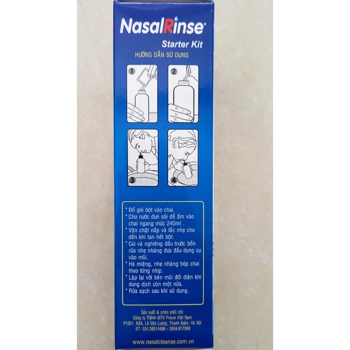 Bình rửa mũi xoang Nasal Rinse (Hộp 1 bình +10 gói muối). Hỗ trợ viêm mũi, viêm xoang, ngạt mũi, sổ mũi