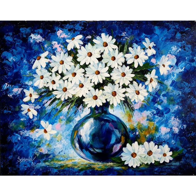 Bộ tranh đính đá 5D 30x30cm hình hoa cúc nhỏ dễ thương DIY