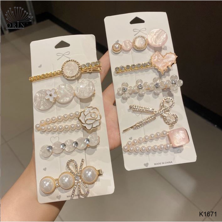 Set 5 kẹp tóc thời trang sang trọng cao cấp Orin K1671