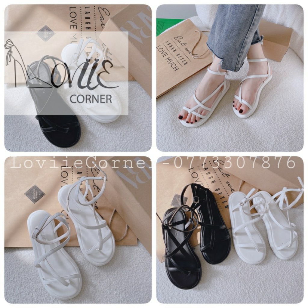 GIÀY THỜI TRANG LOVIIECORNER - SANDAL NỮ PHONG CÁCH XUỒNG DÂY MẢNH NỮ TÍNH ĐẾ THẤP S220830