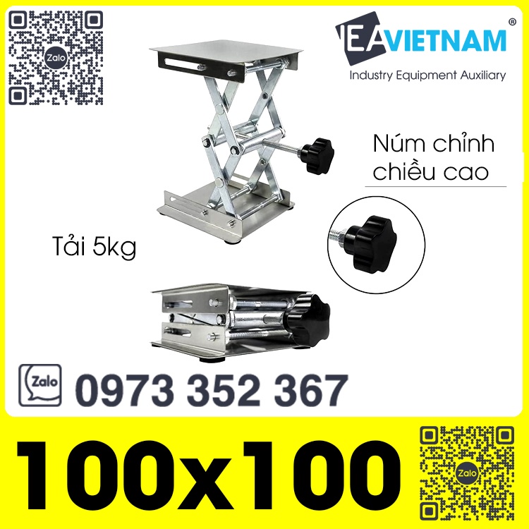 Bàn nâng hạ mini điều chỉnh chiều cao cho phòng thí nghiệm 100x100 mm / Bàn nâng hạ mini