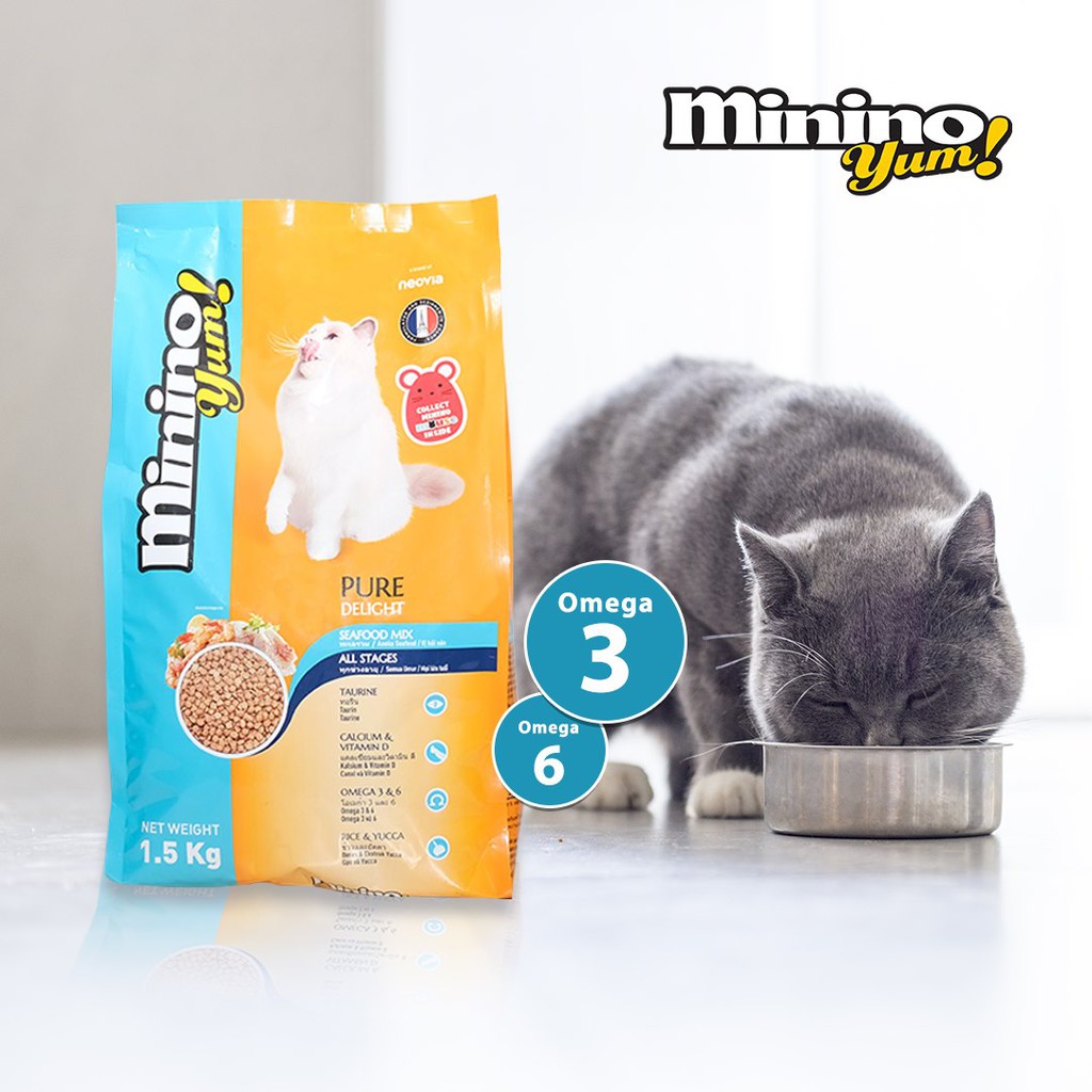 [7kg] Hạt Minino YUM Cho Mèo Mọi Lứa Tuổi Vị Hải Sản (20 túi 350g)