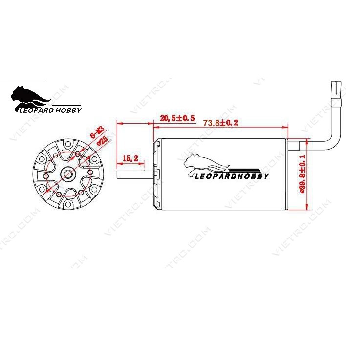 Động cơ không chổi than Leopard X2 4074-1750kv cho tàu/cano điều khiển từ xa